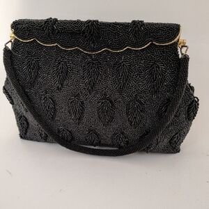 Elegant Black Beaded Handbag